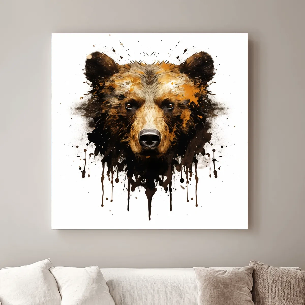 Rorschach inkblot style painting of a bear head