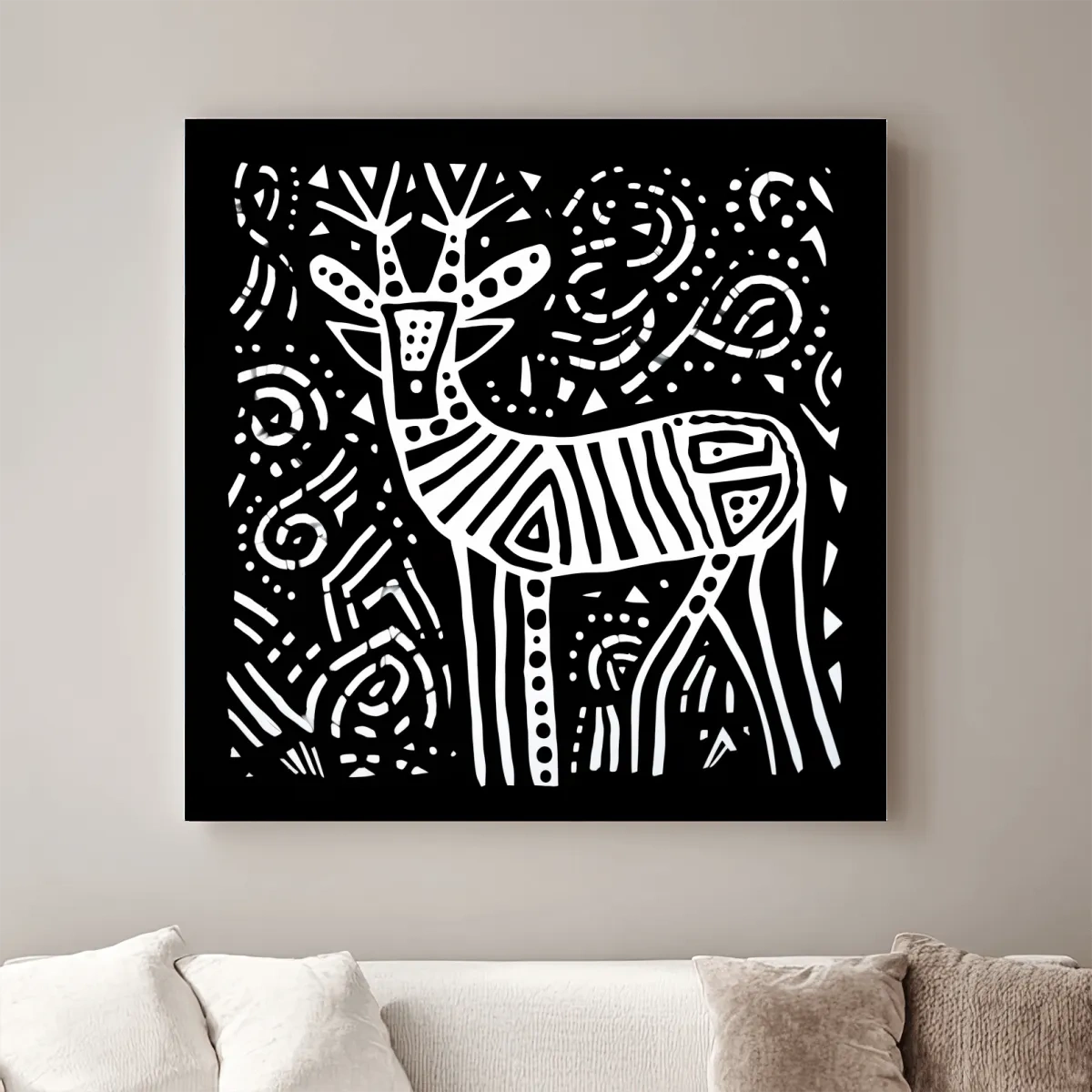 Simple tribal style doodle illustration of a deer