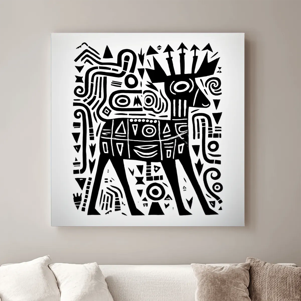 Tribal style quirky deer doodle illustration art