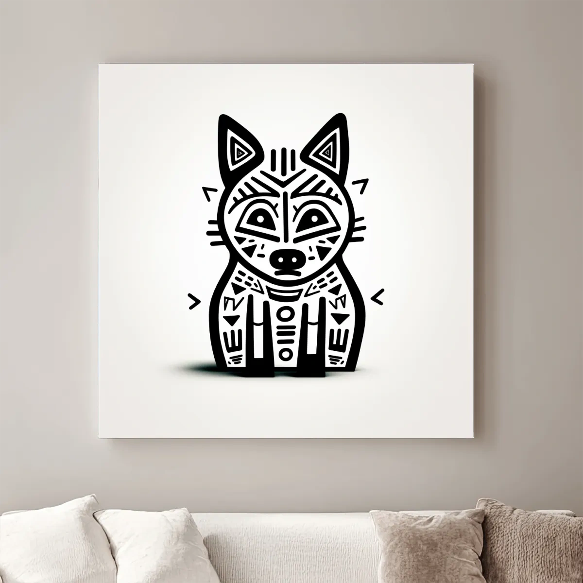 Outline of a cartoon fox, quirky doodle art