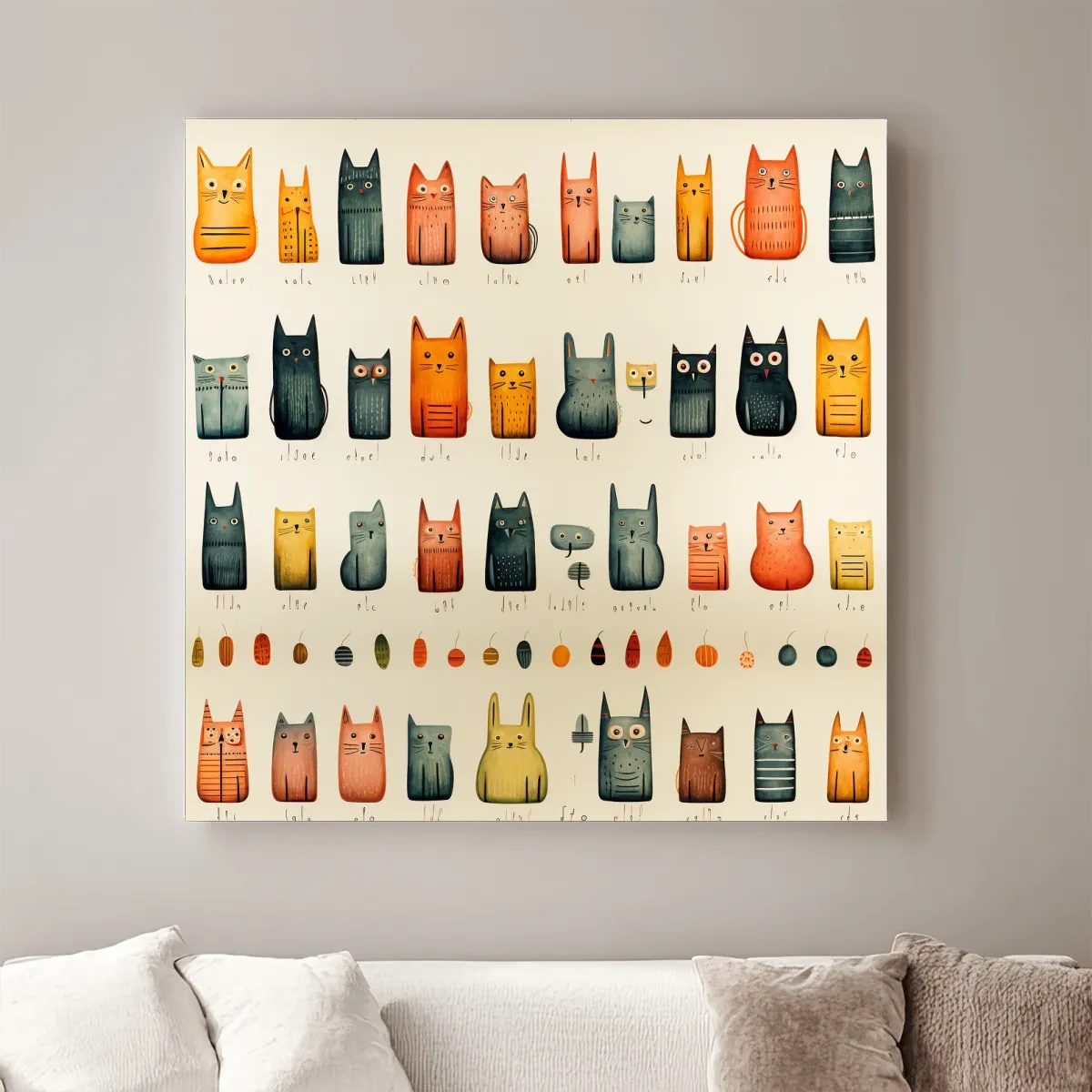 Quirky cats illustration artwork print