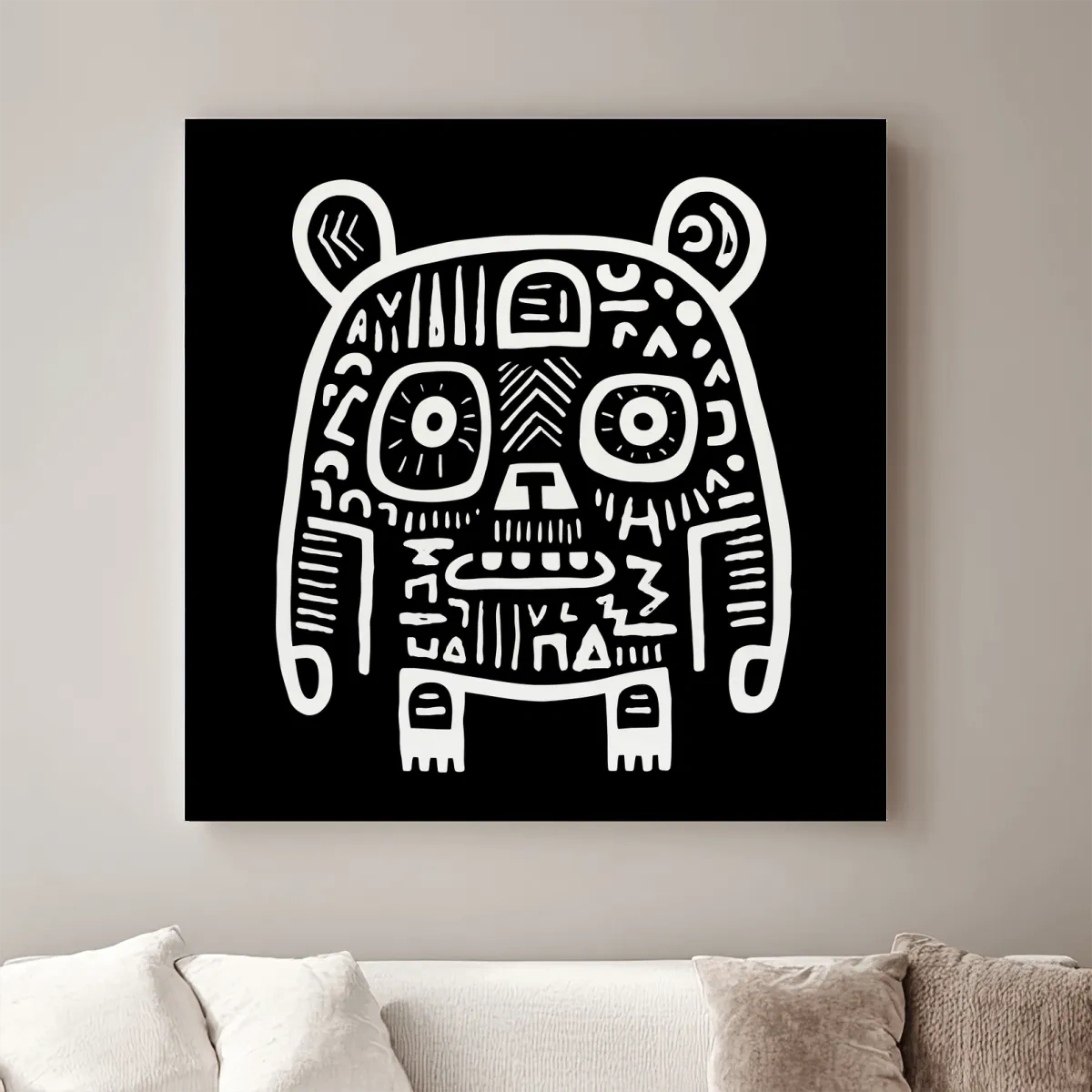 Bear artwork, quirky doodle style illustration