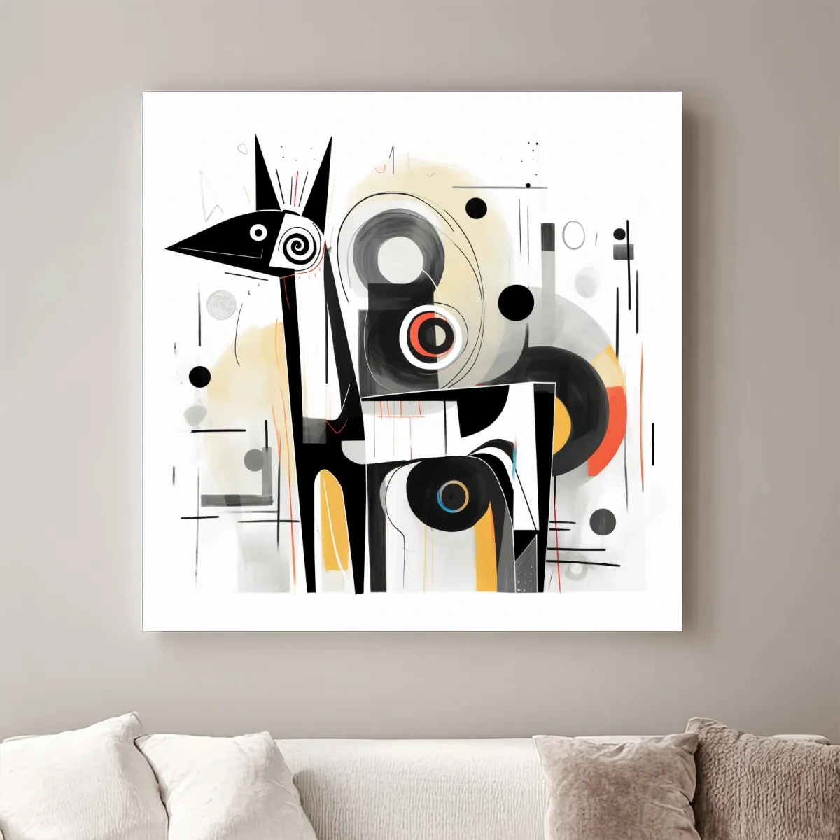 Abstract mid-century style painting of a geometric deer