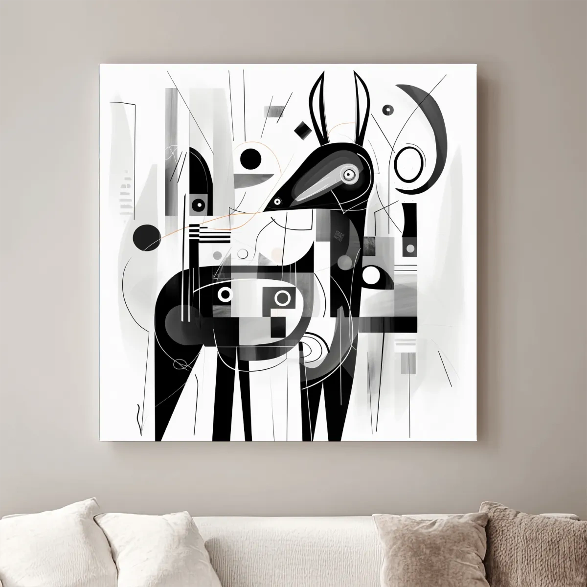 Abstract geometric painting of a deer