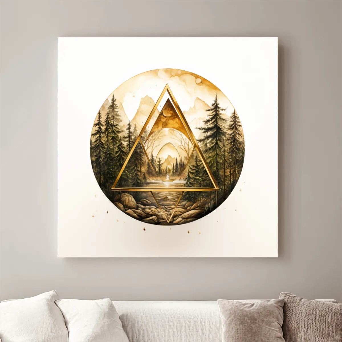 Elegant and rustic golden forest art