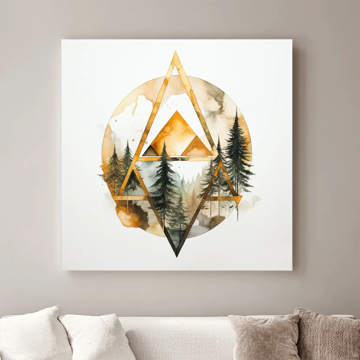 Rustic elegant abstract golden forest art