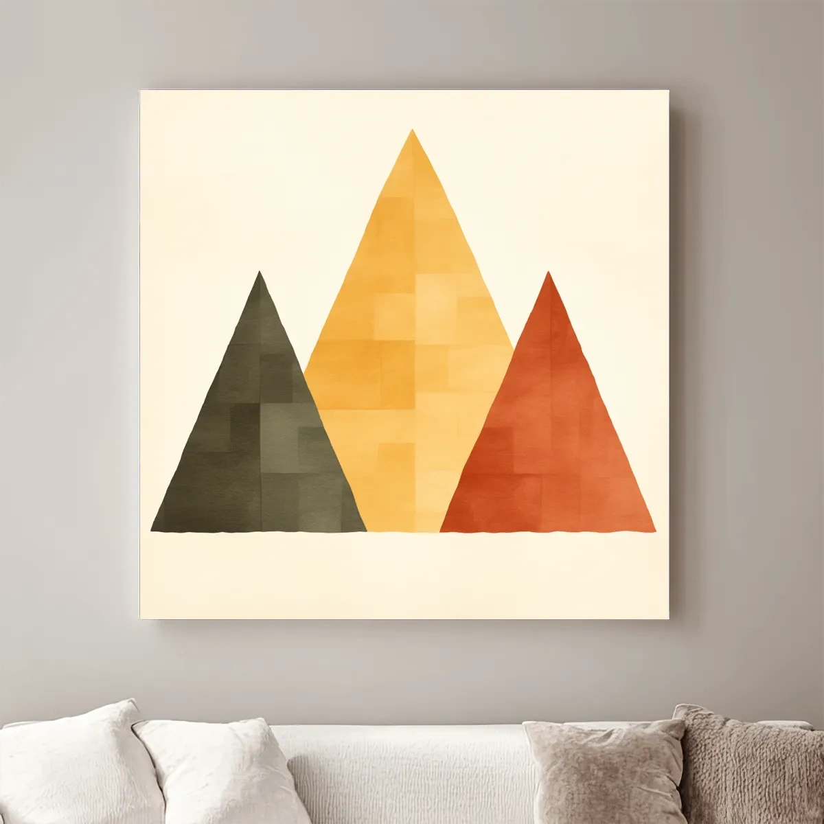 Minimal geometic mountain art, rustic boho style illustration