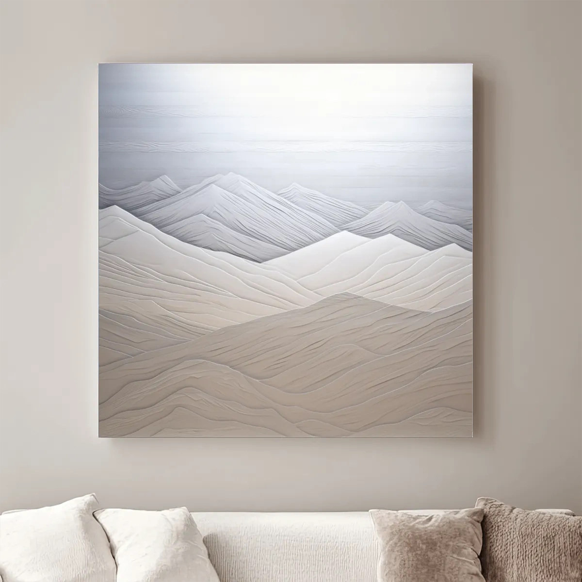 Minimalist Layered Mountain Relief Landscape - Monochrome Artwork