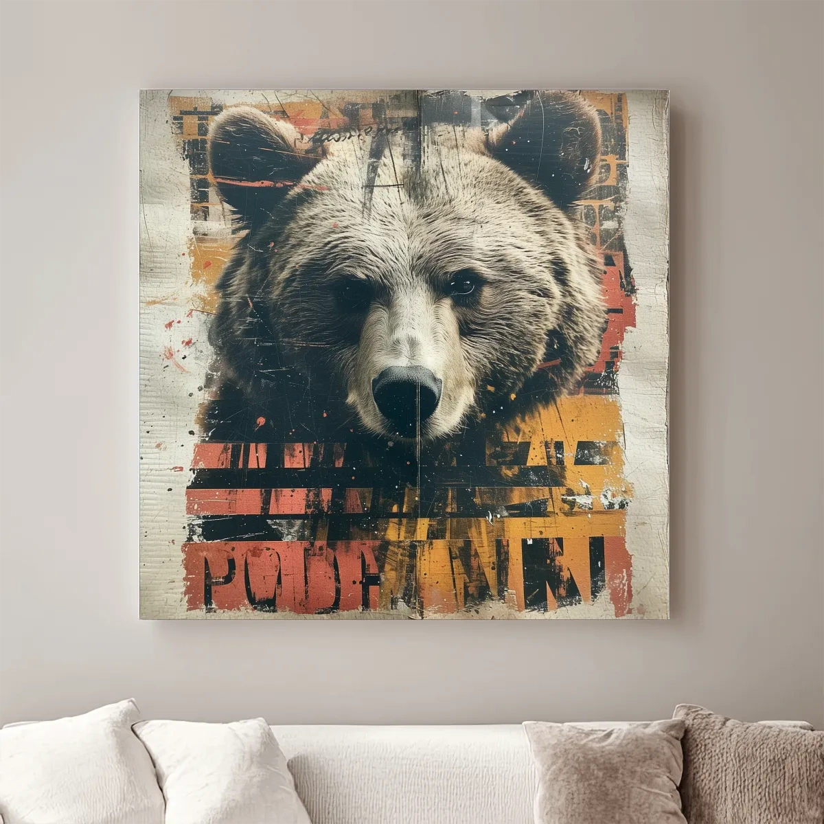 Grizzly bear collage artwork illustration 