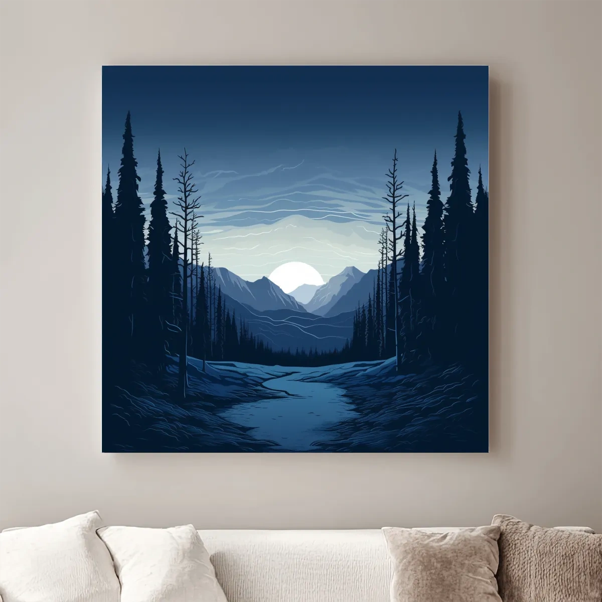 2d vector mountain art, dusk in the alpine meadows