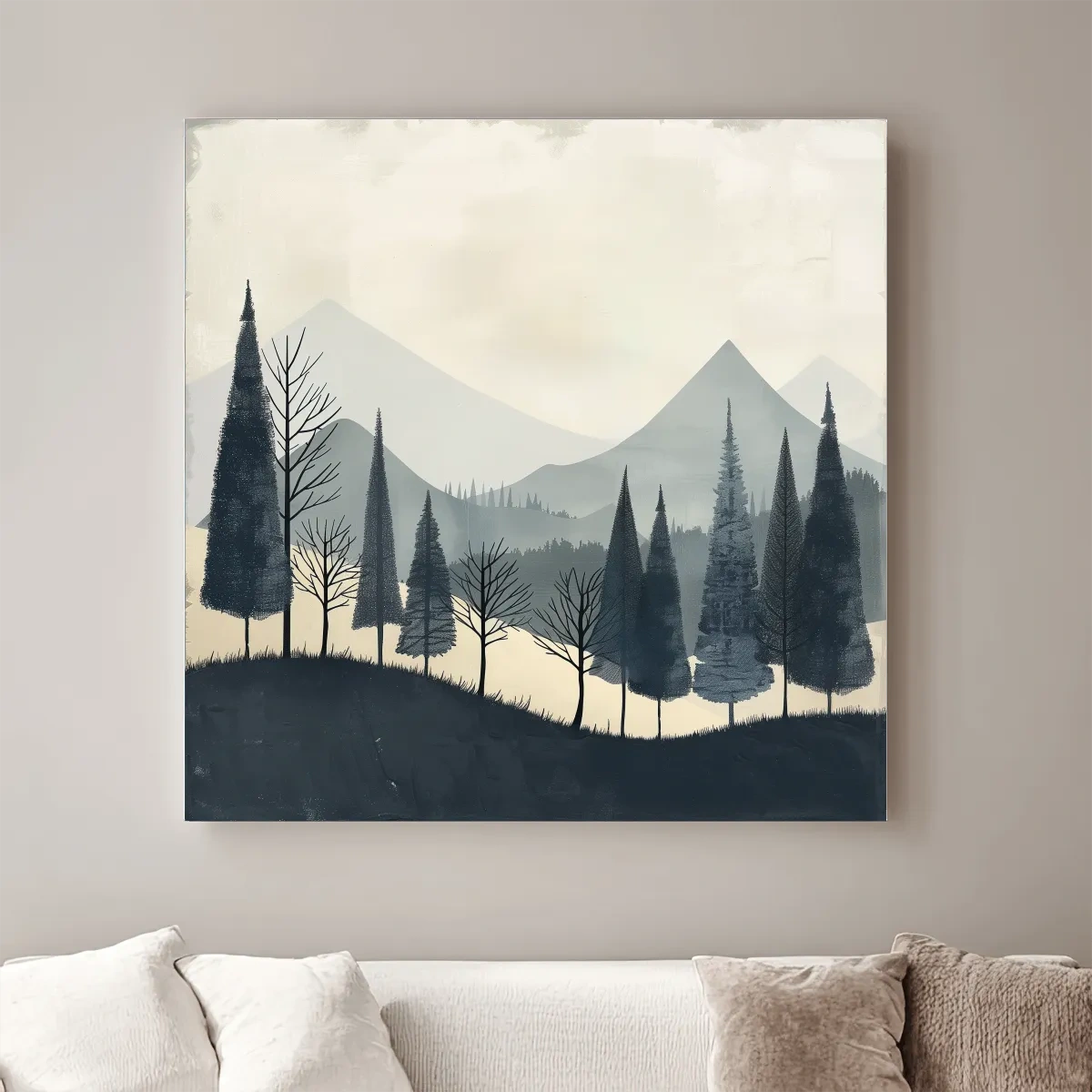 Scandinavian style forest artwork, minimal nordic wall art