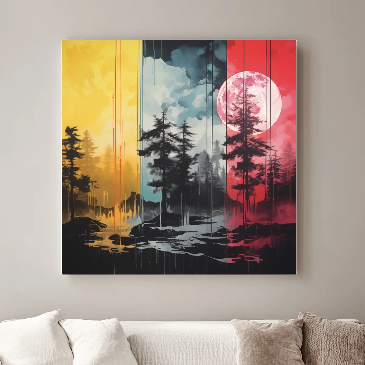 Surreal moonlit forest artwork illustration