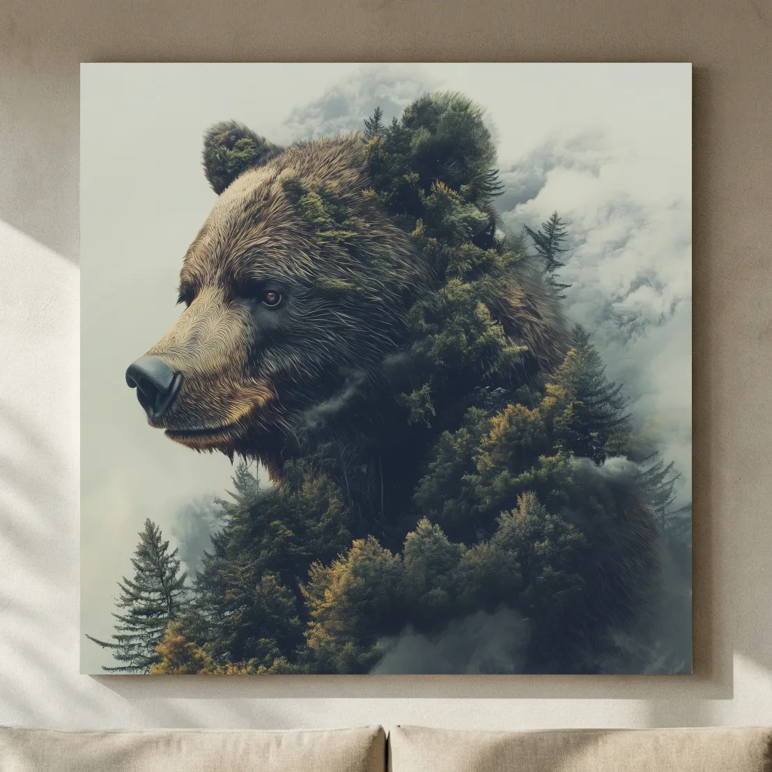 Surreal Grizzly Bear Forest - Wildlife Nature Wall Art