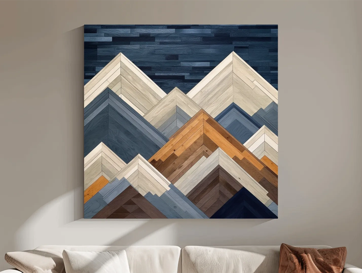 Geometric Wooden Mountain Peaks - Modern Abstract Landscape Wall Art