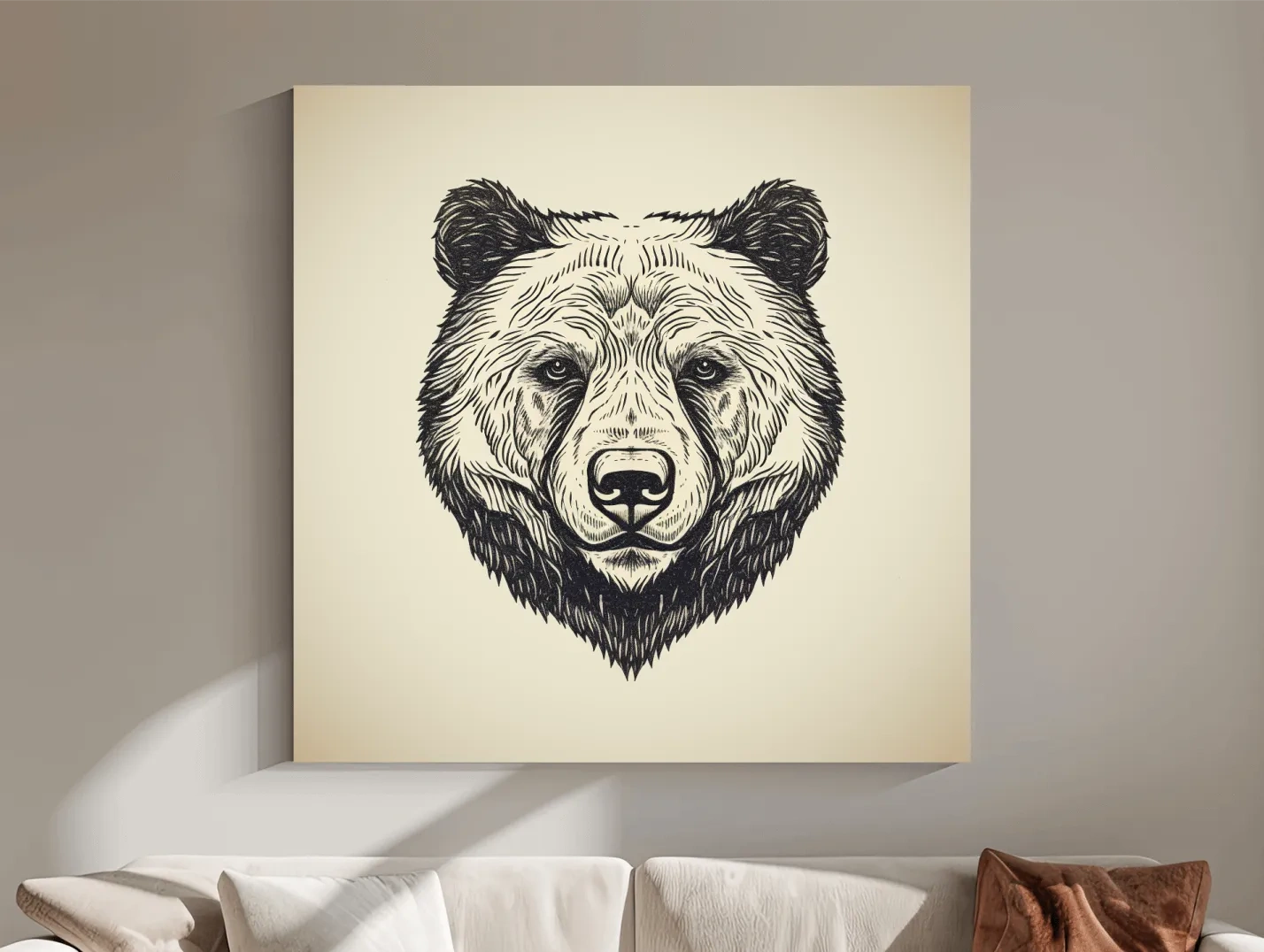 Vintage Grizzly Bear Line Drawing - Minimalist Wildlife Wall Art