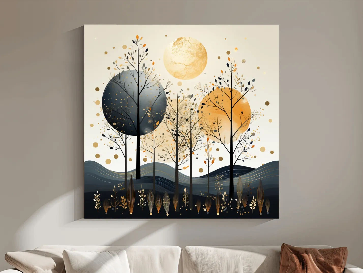 Chic Boho Tree Forest Landscape - Surreal Modern Wall Art