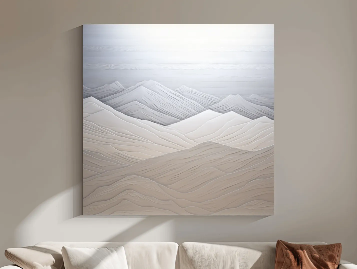 Minimalist Layered Mountain Relief Landscape - Monochrome Artwork