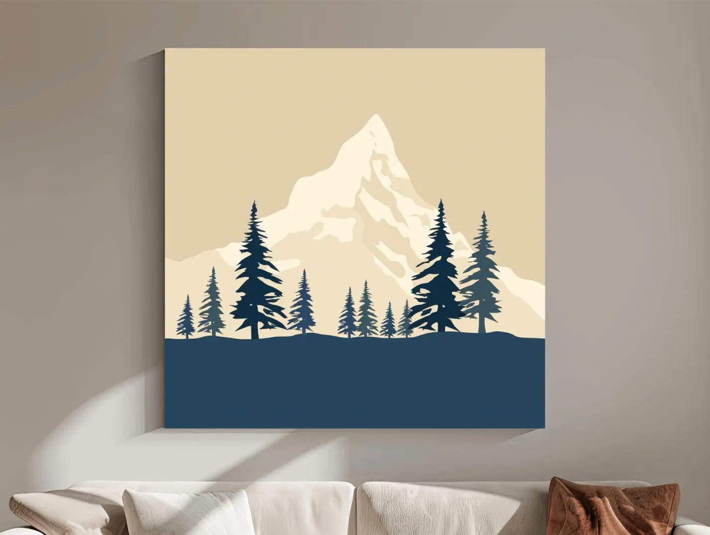 Minimalist Rustic Alpine Mountain Silhouette - Scandinavian Pine Forest Landscape Wall Art