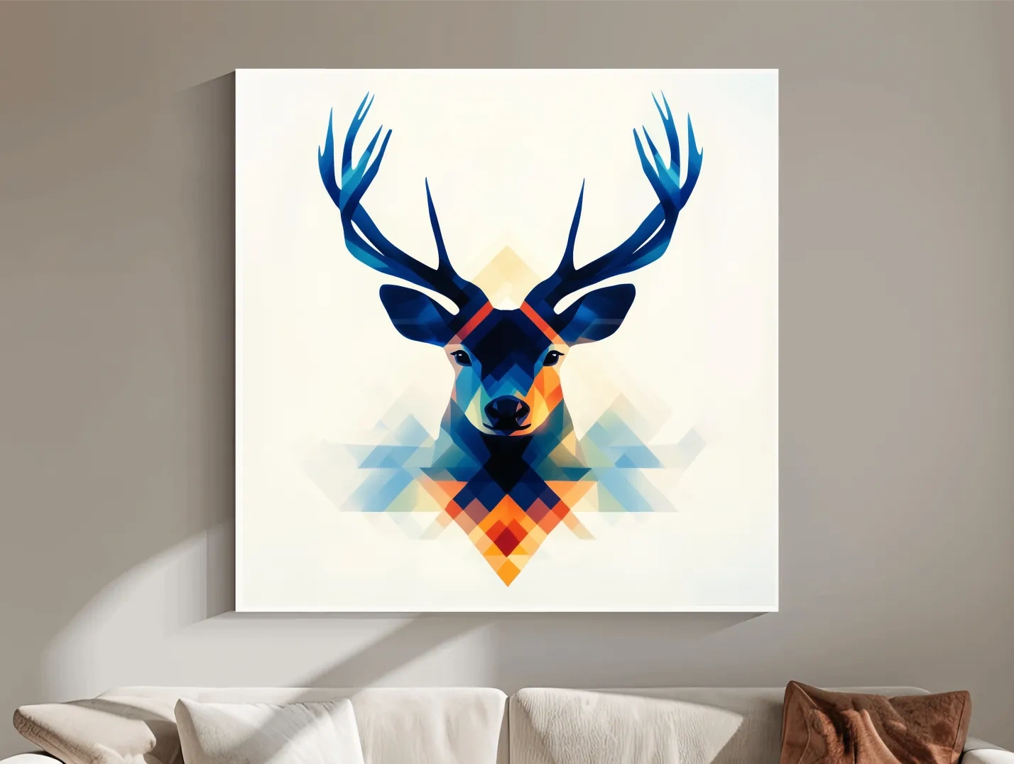 Geometric Stag Head Illustration - Colorful Abstract Wildlife Wall Art
