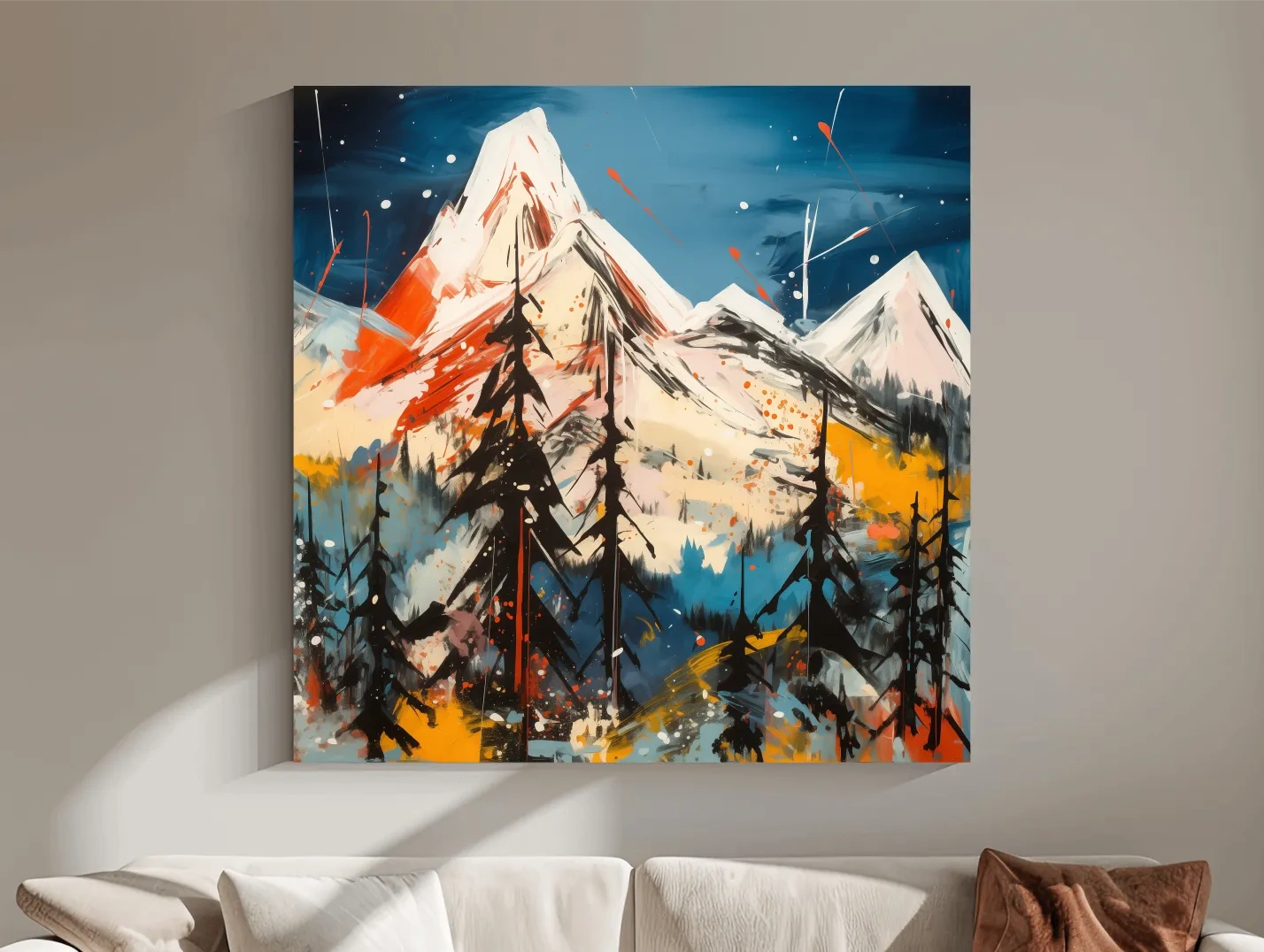 Vibrant Abstract Alpine Mountain Peaks - Bold Contemporary Painting Wall Art