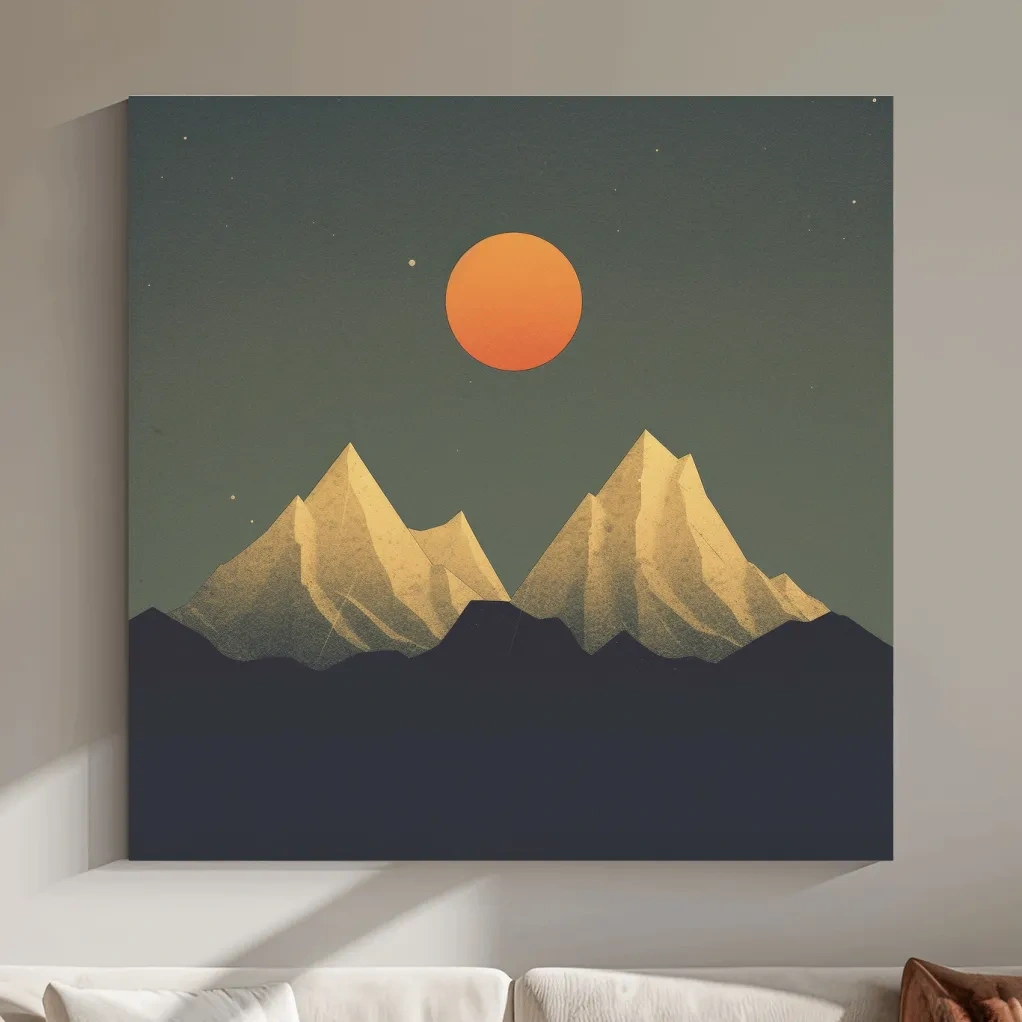 Minimal art of snow capped mountains