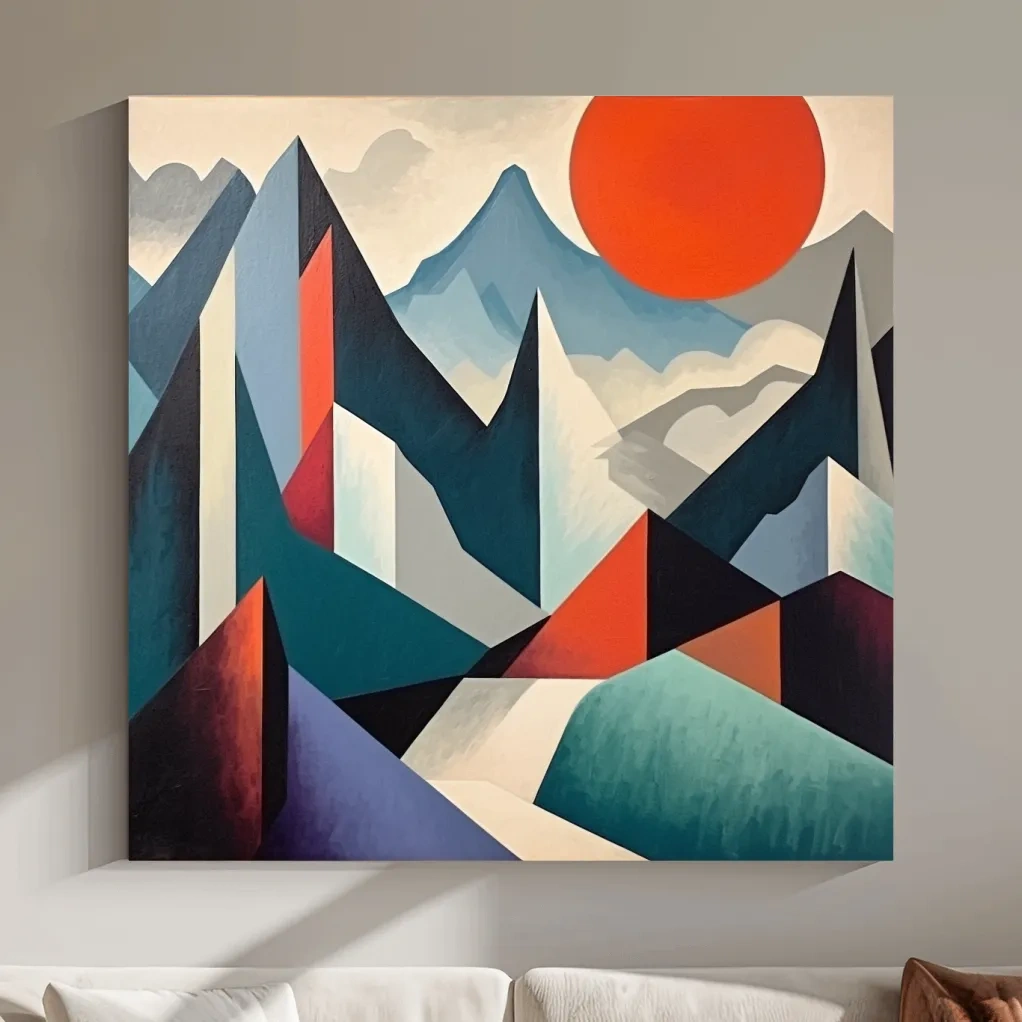 Abstract suprematism mountain painting