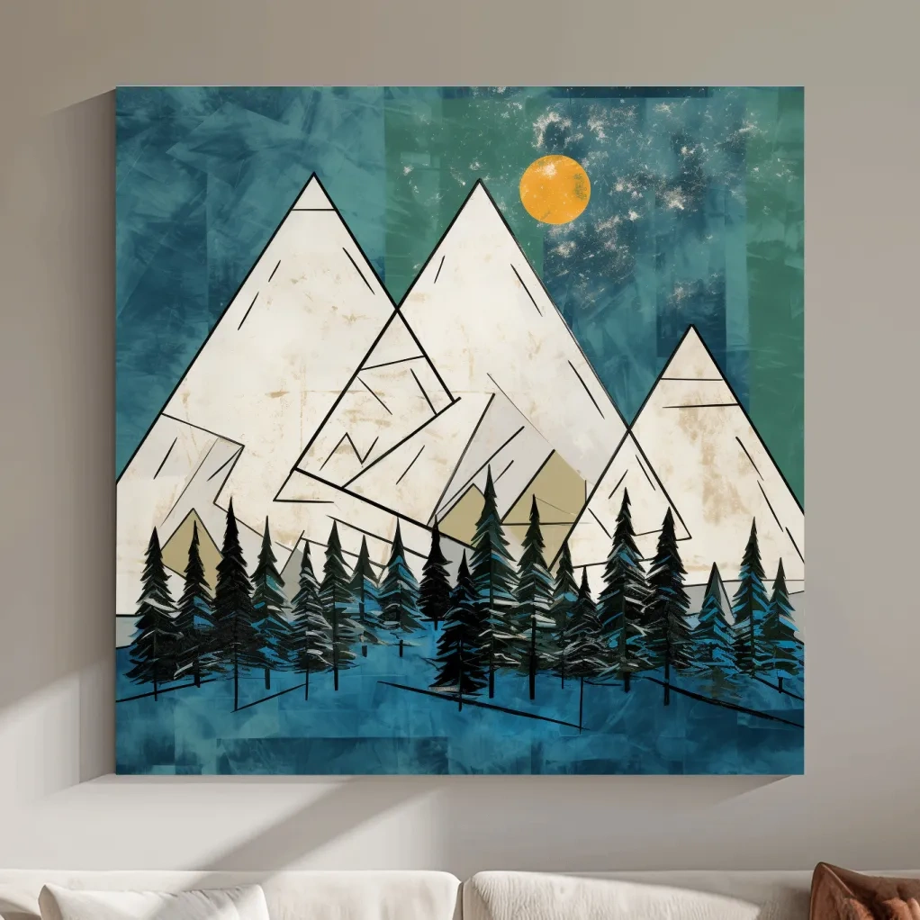 Mountain illustration artwork, treeline in the alpine