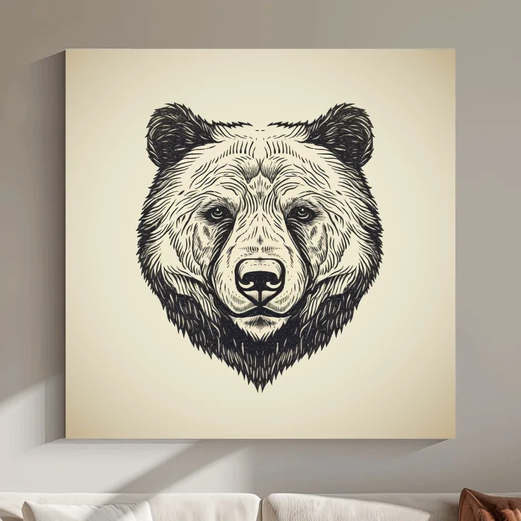 Simple minimal illustration of a bear head