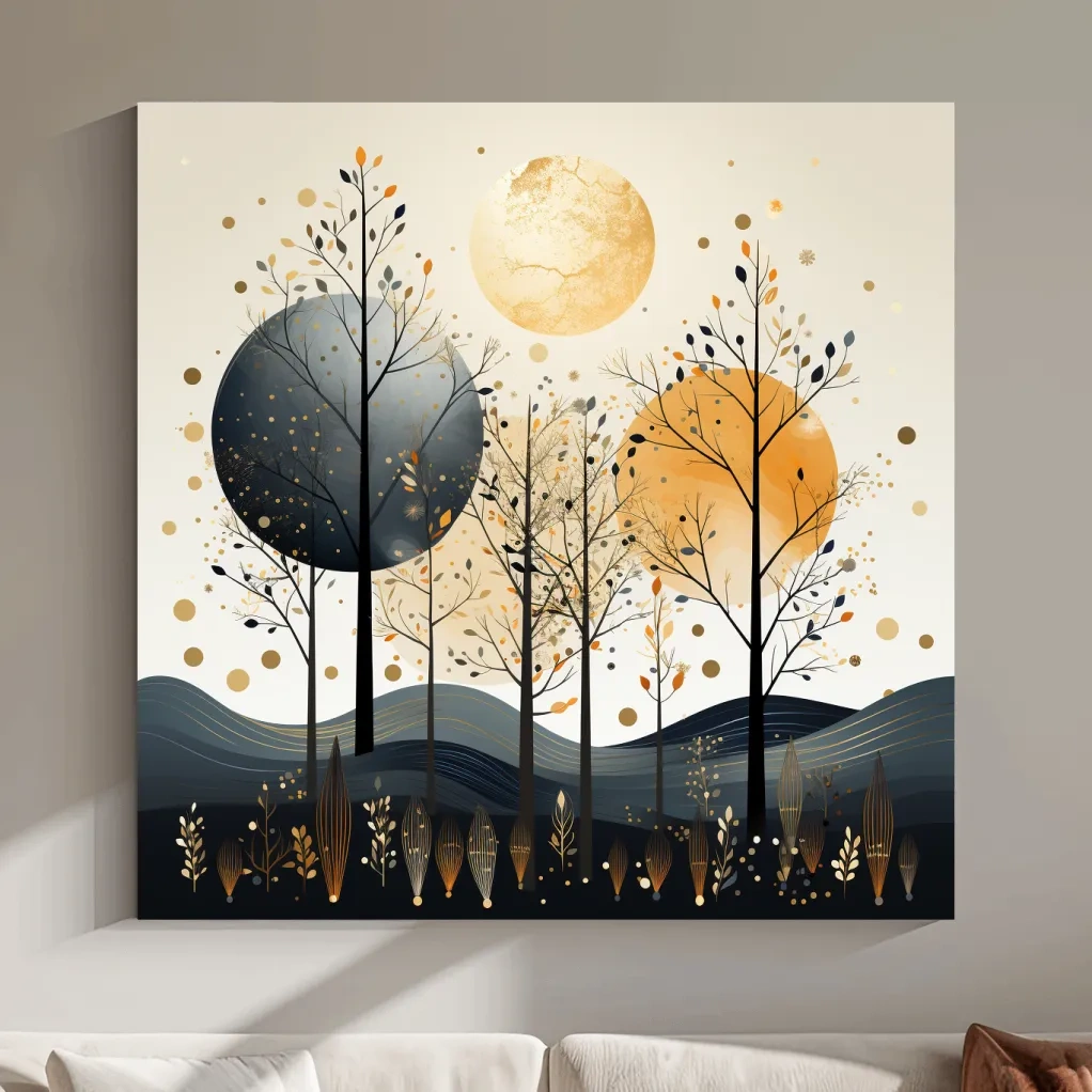 Surreal illustation of a chic boho forest