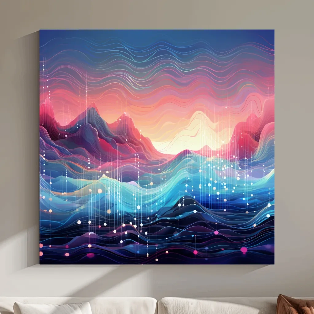 Funky colorful soundwave mountain patterns