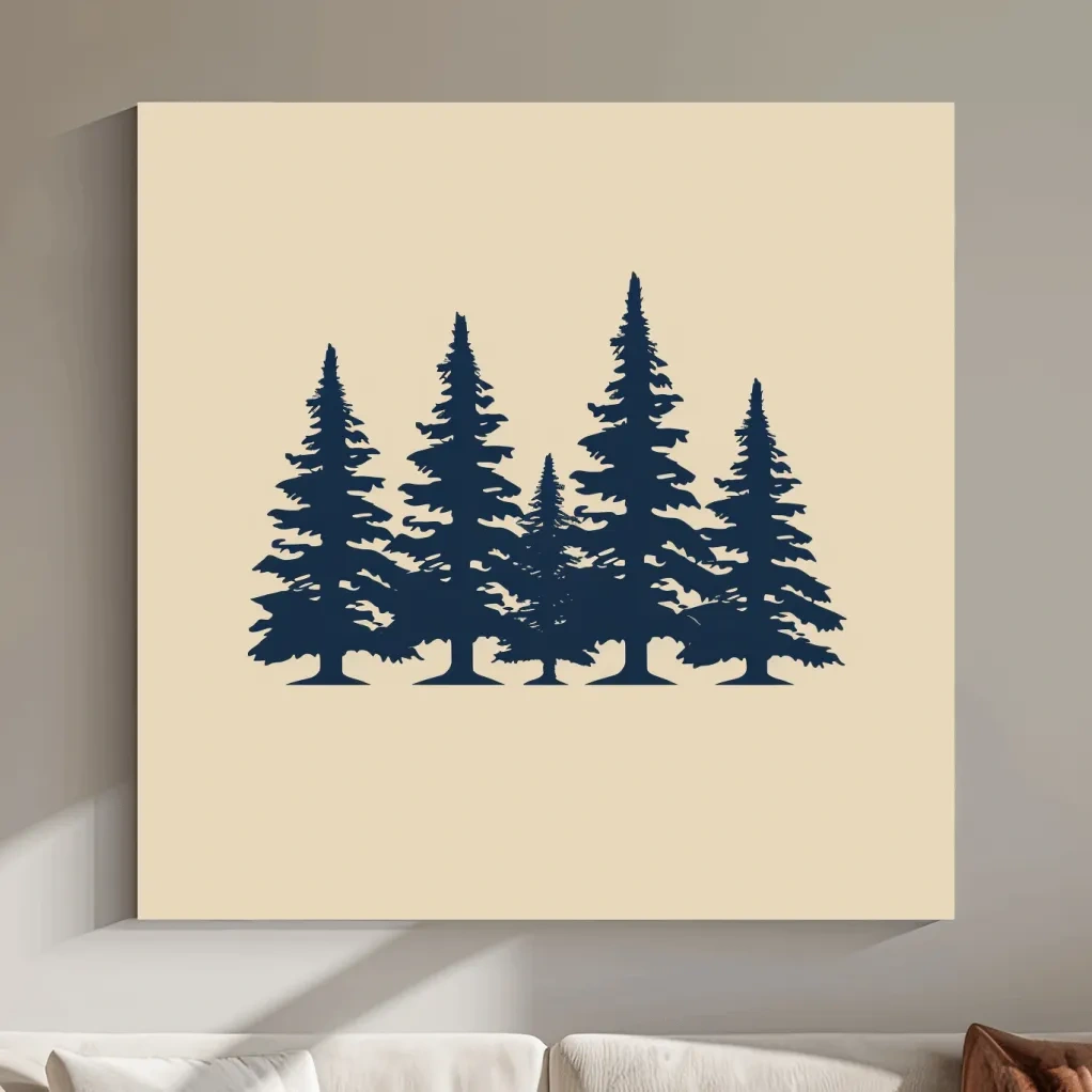 Minimalist Evergreen Pine Tree Silhouettes - Scandinavian Forest Wall Art