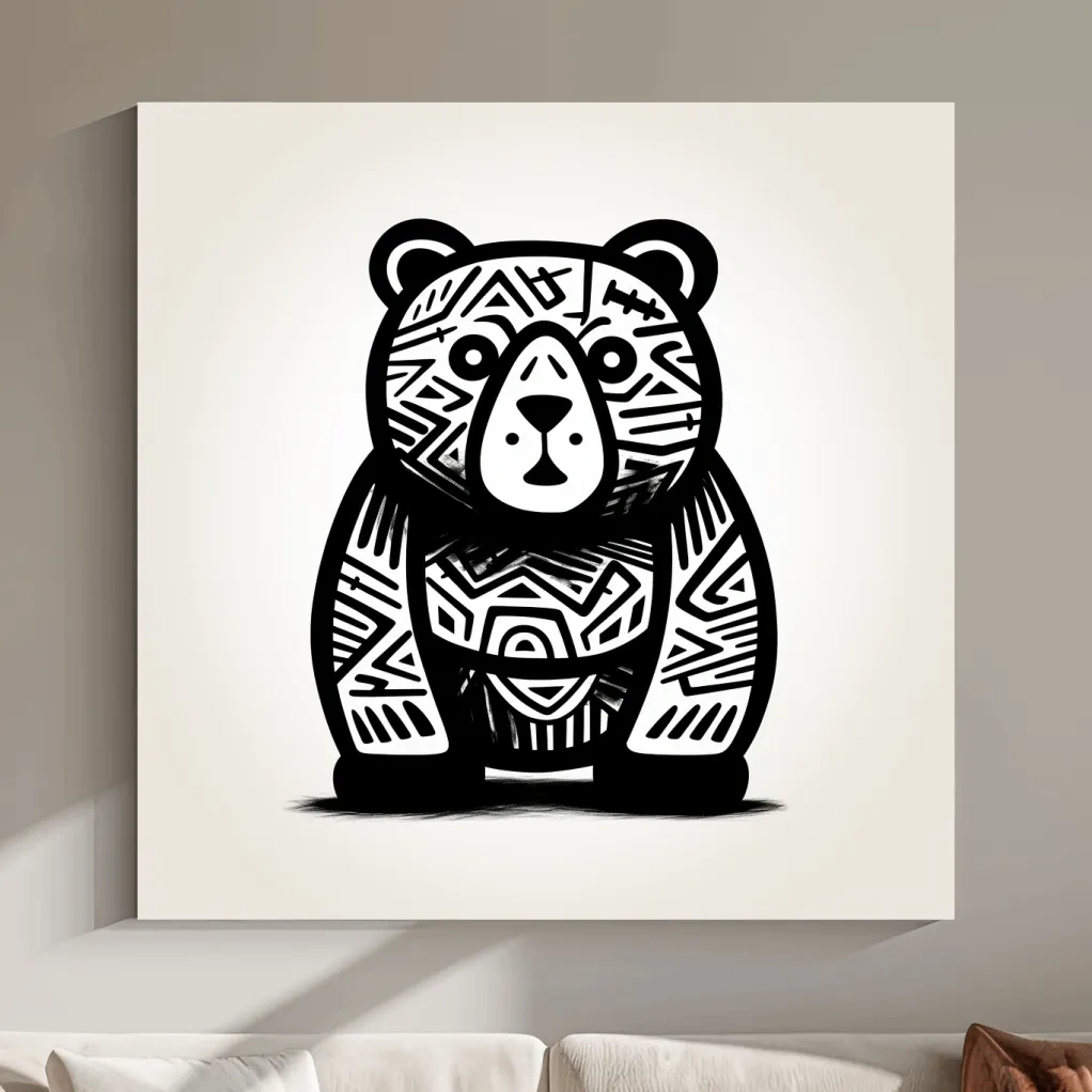 A cartoon bear, quirky doodle art illustration