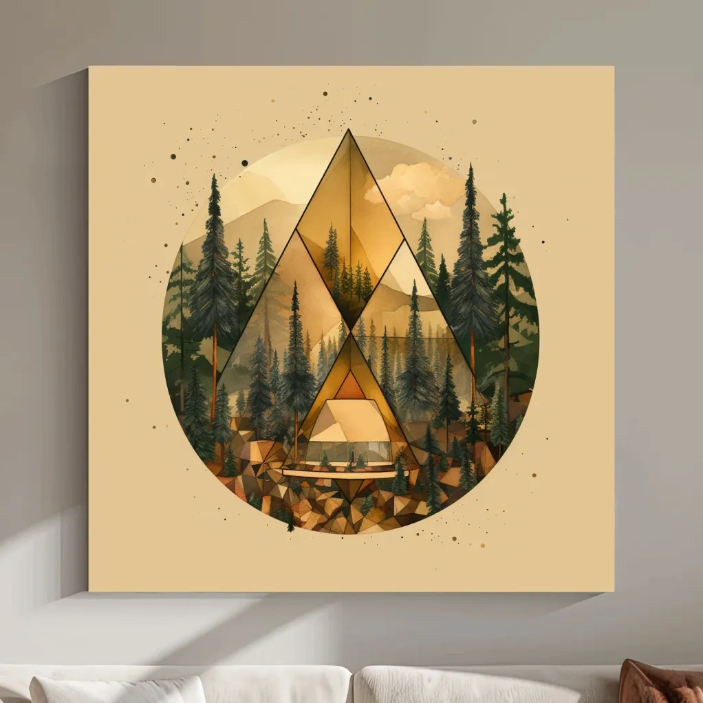 Cabin in the forest, elegant rustic wall art