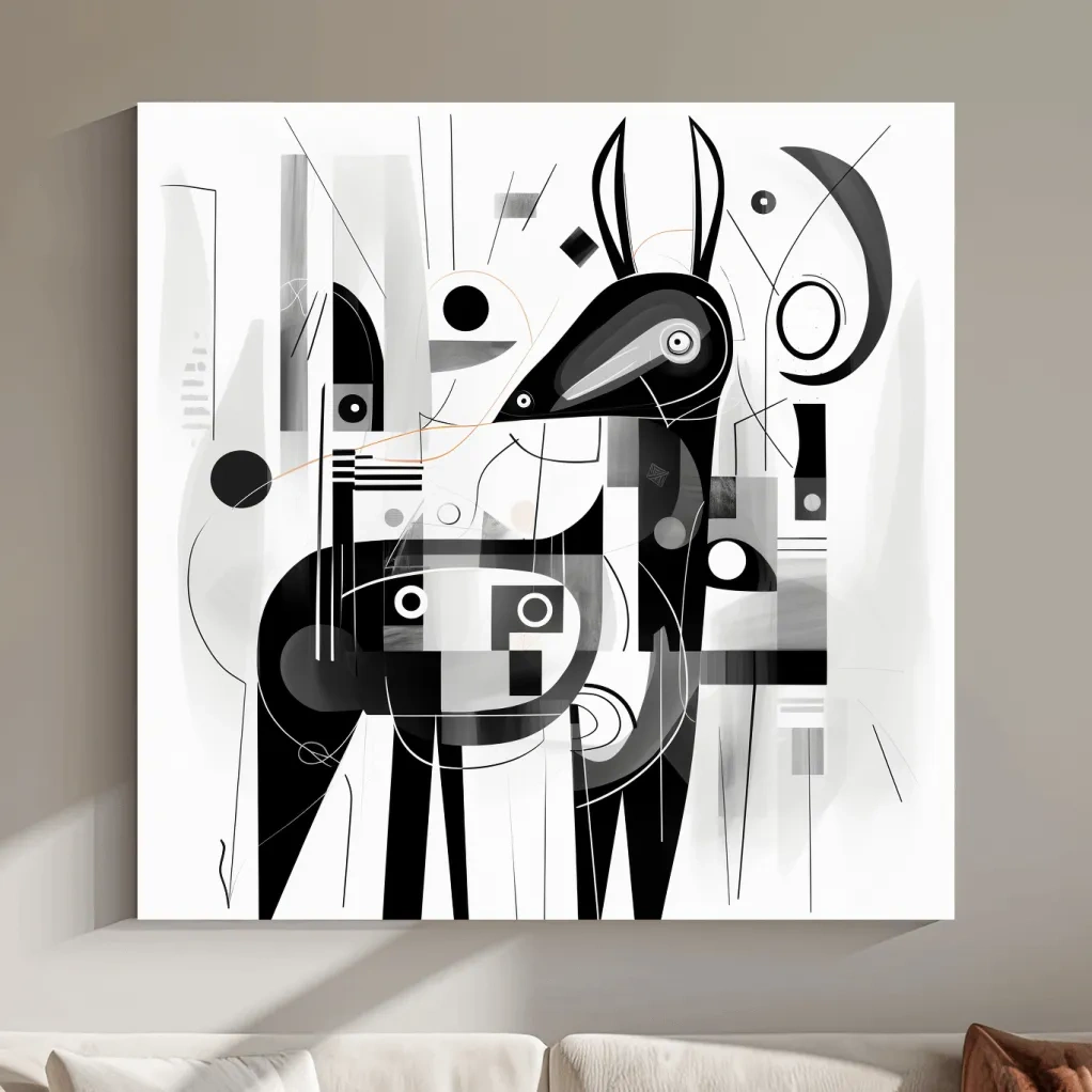 Abstract geometric painting of a deer