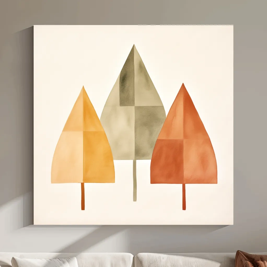 Minimal boho art, rustic trees