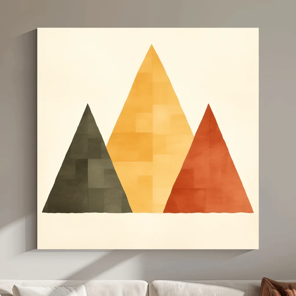 Minimal geometic mountain art, rustic boho style illustration