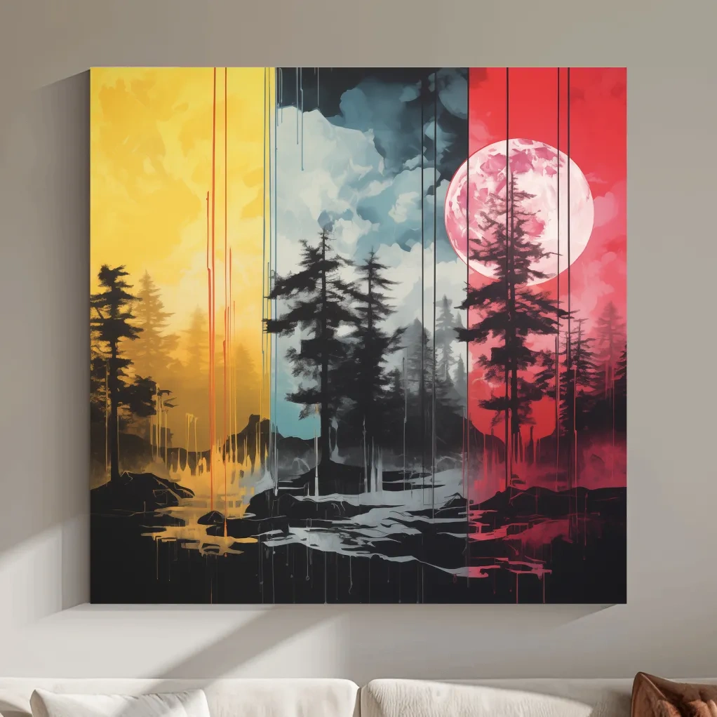 Surreal moonlit forest artwork illustration