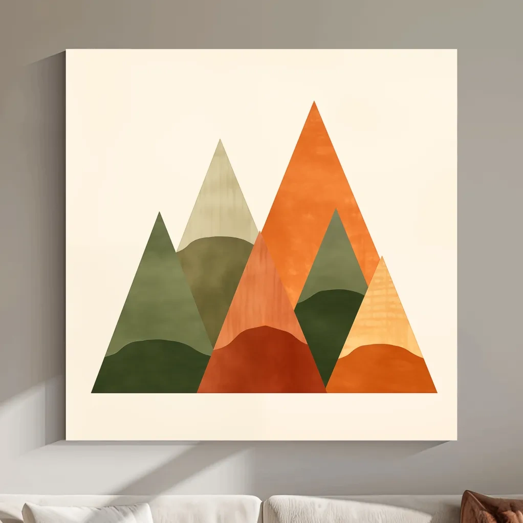 Rustic boho geometic mountain art illustration