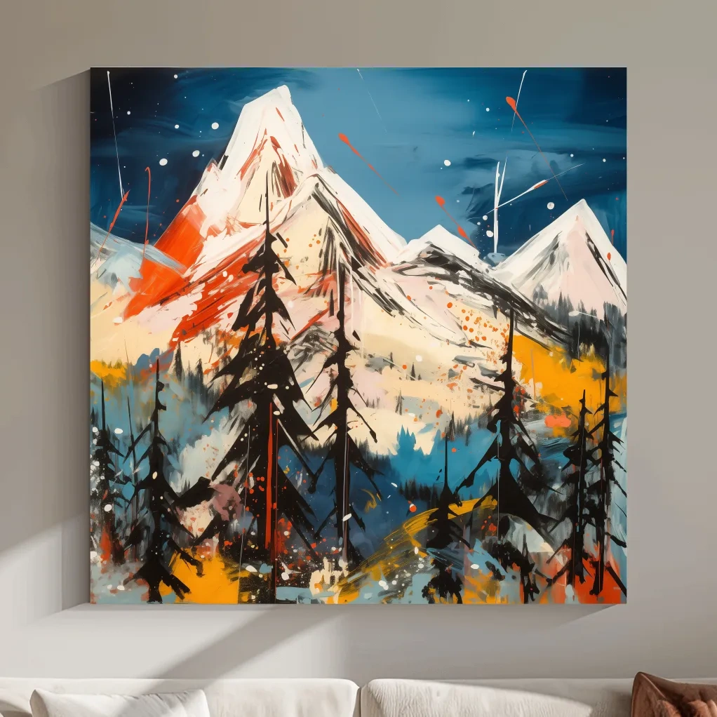 Vibrant Abstract Alpine Mountain Peaks - Bold Contemporary Painting Wall Art