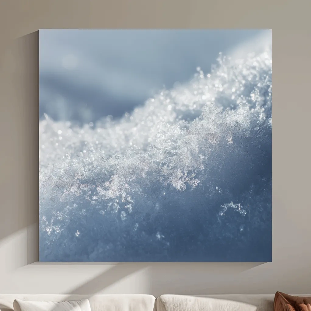 Sparkling Snowflake Ice Crystal Macro - Minimalist Winter Nature Wall Art
