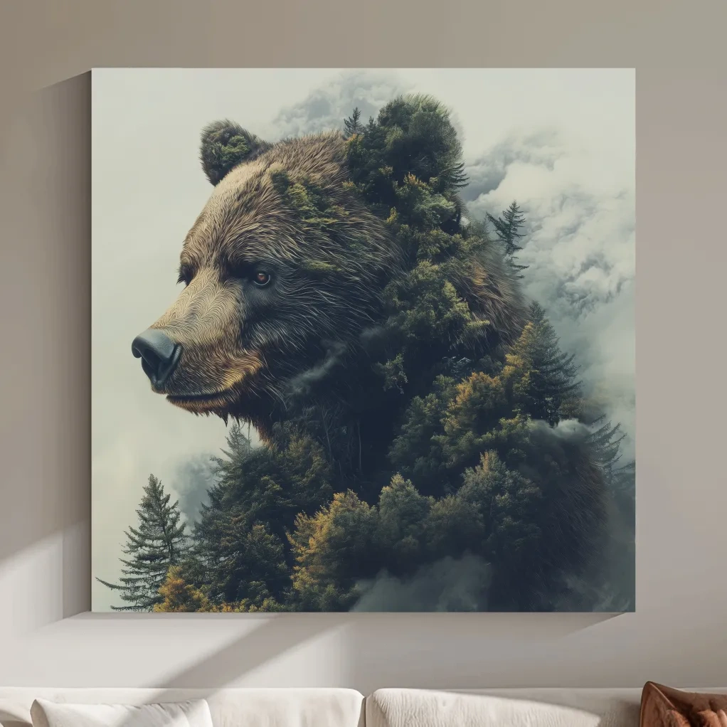 Surreal Grizzly Bear Forest - Wildlife Nature Wall Art