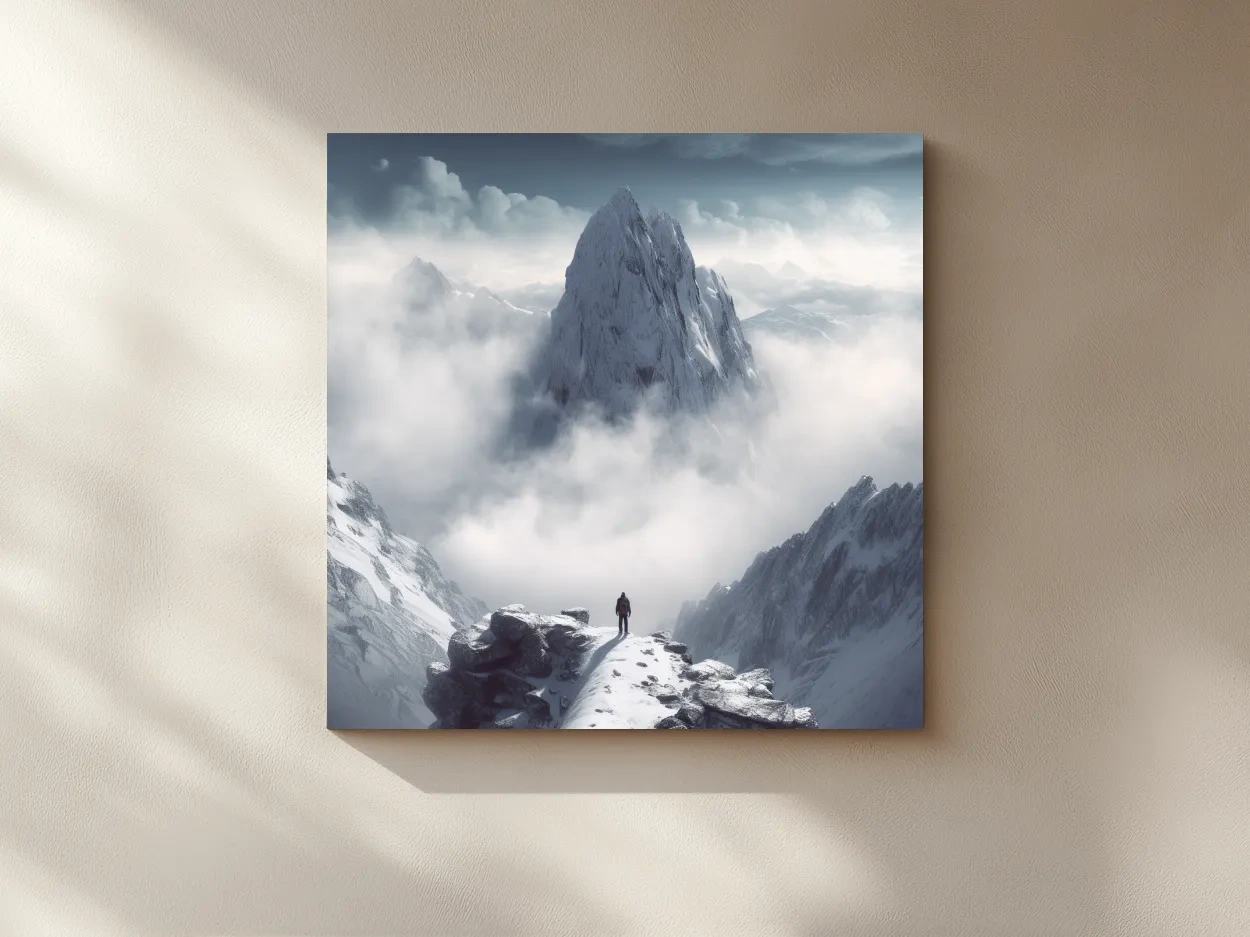 Epic Snowy Mountain Peak Above Clouds - Cinematic Alpine Landscape Wall Art