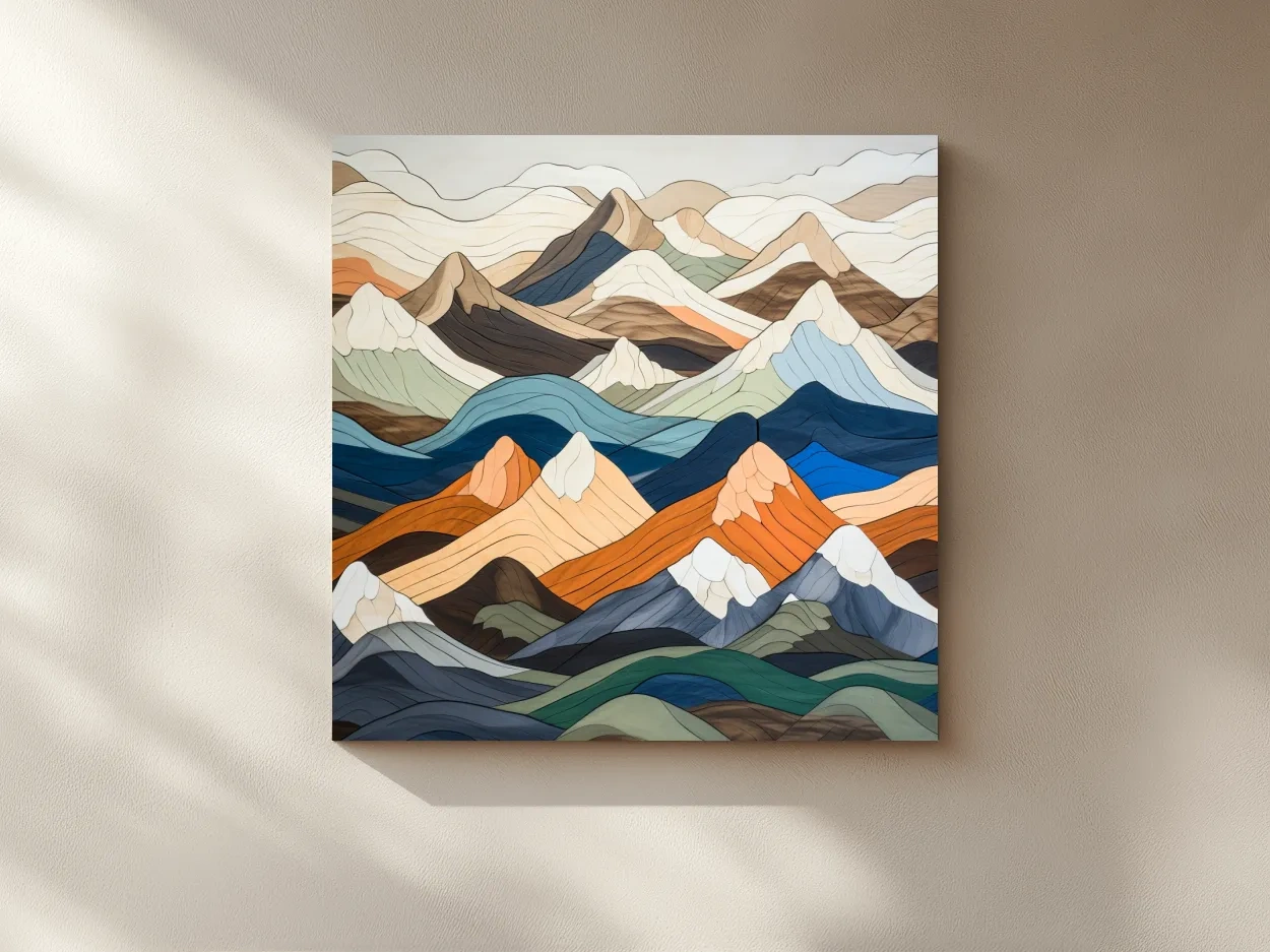 Layered Geometric Mountain Ranges - Modern Abstract Landscape Artwork