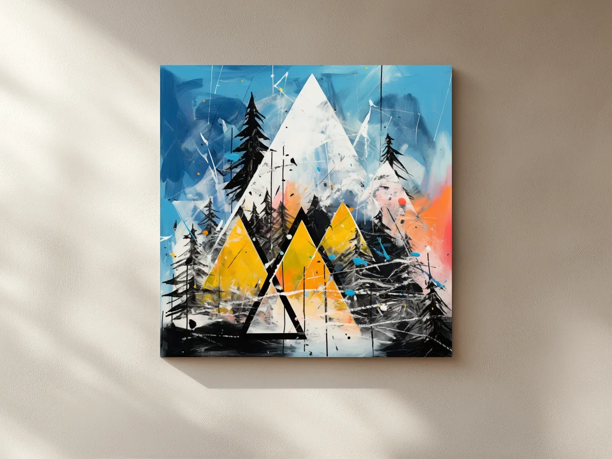 Abstract Geometric Mountain Peaks - Vibrant Colorful Forest Wall Art