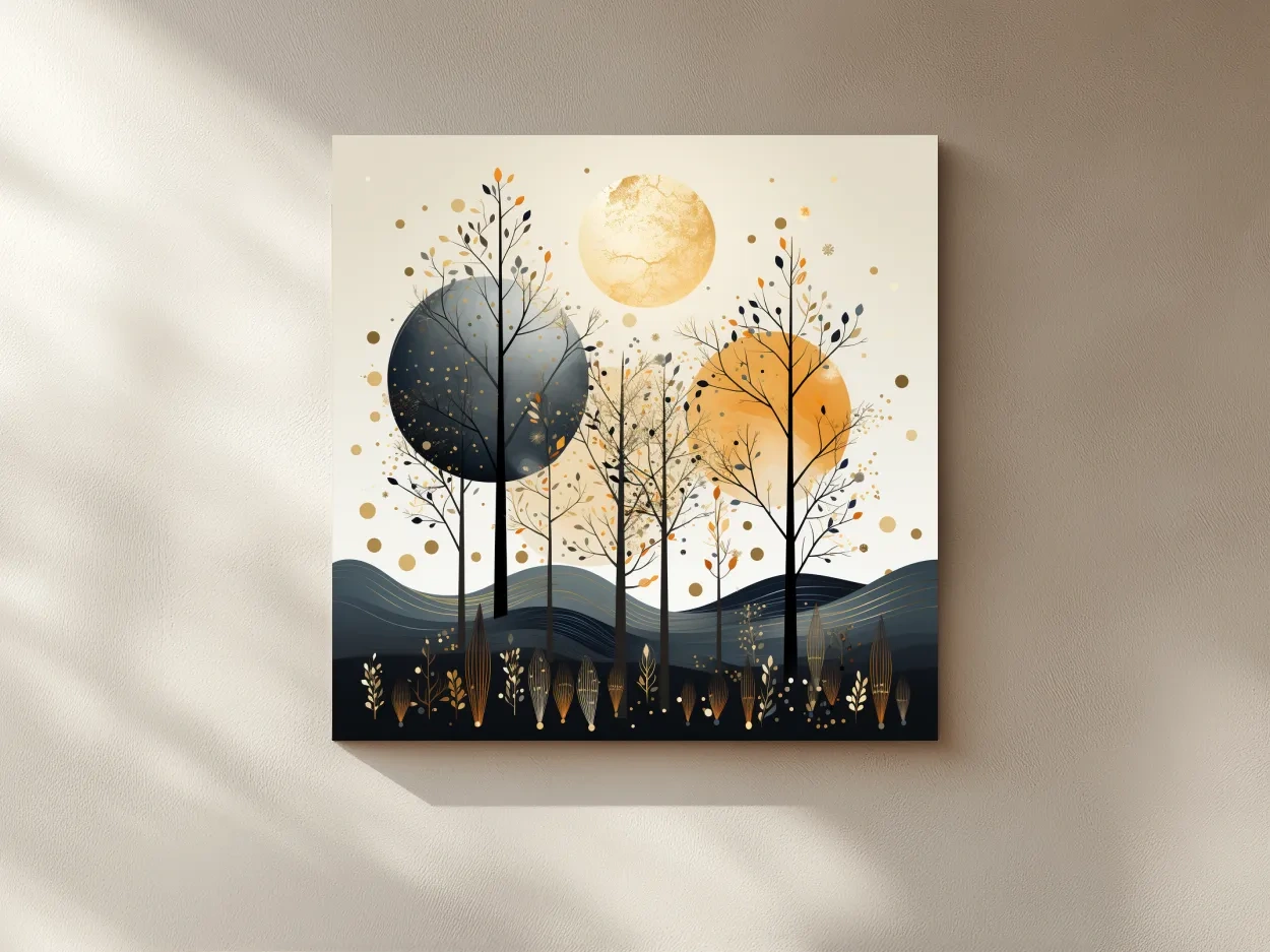 Chic Boho Tree Forest Landscape - Surreal Modern Wall Art