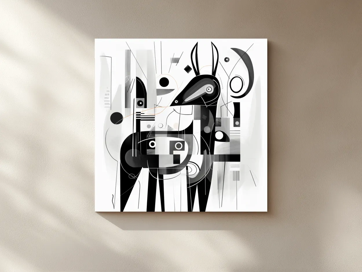 Abstract Geometric Deer Illustration - Mid Century Animal Wall Art