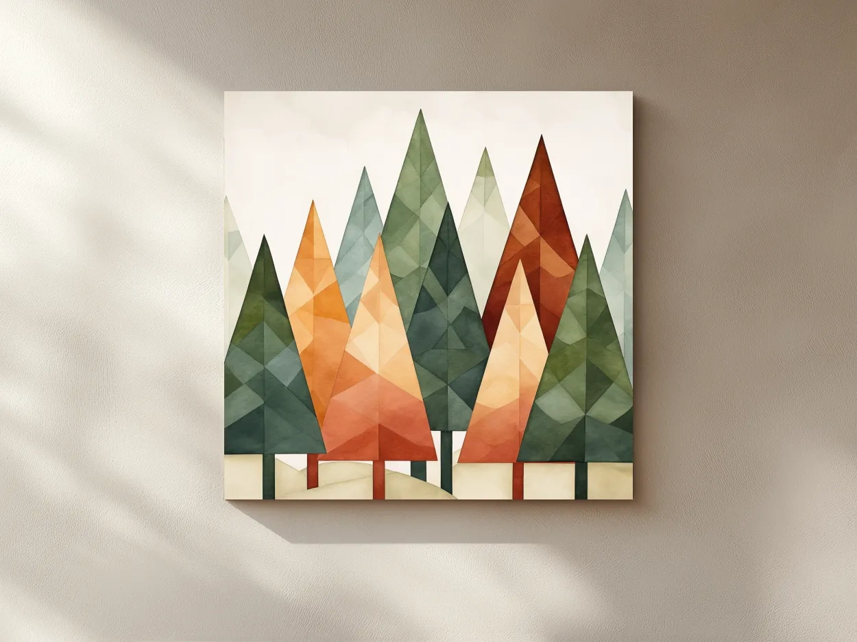 Rustic Watercolor Pine Forest - Scandinavian Nature Wall Art