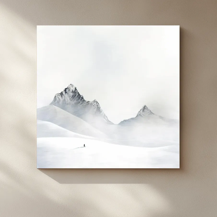 Black and White minimal mountain art