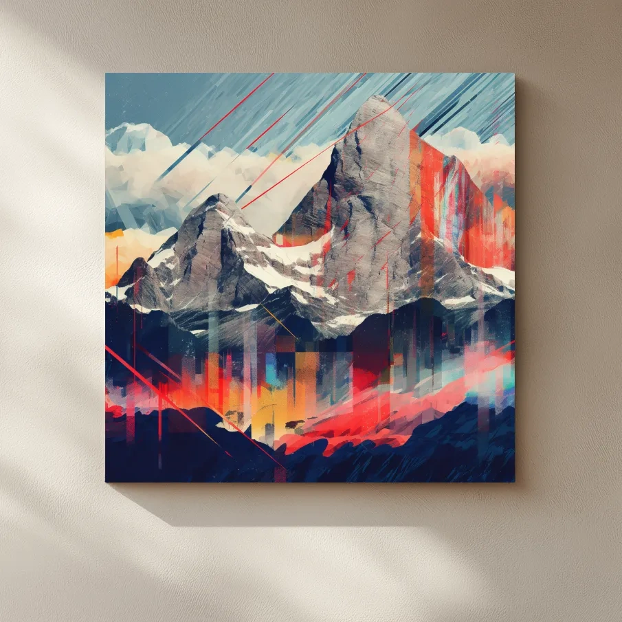 Abstract mountain, colourful glitch art