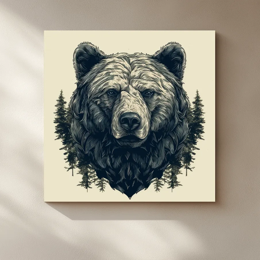 Artistic illustration of a black bears head